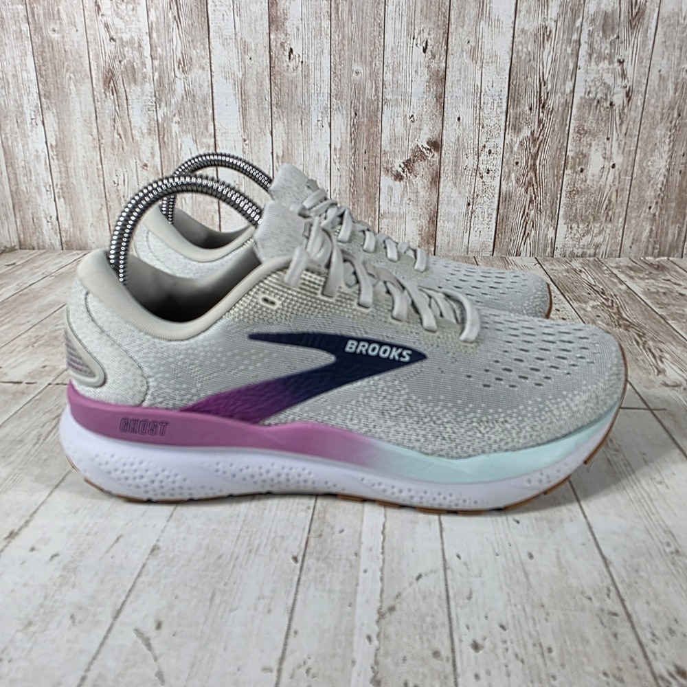 Brooks Ghost 15 Womens Running Shoes Oyster India Ink Blue 1204071B175 Size 7.5